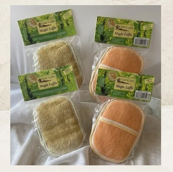 Natural Loofah Body Scrubbers — Mini Loofah Pads (12 pack, assorted colors)